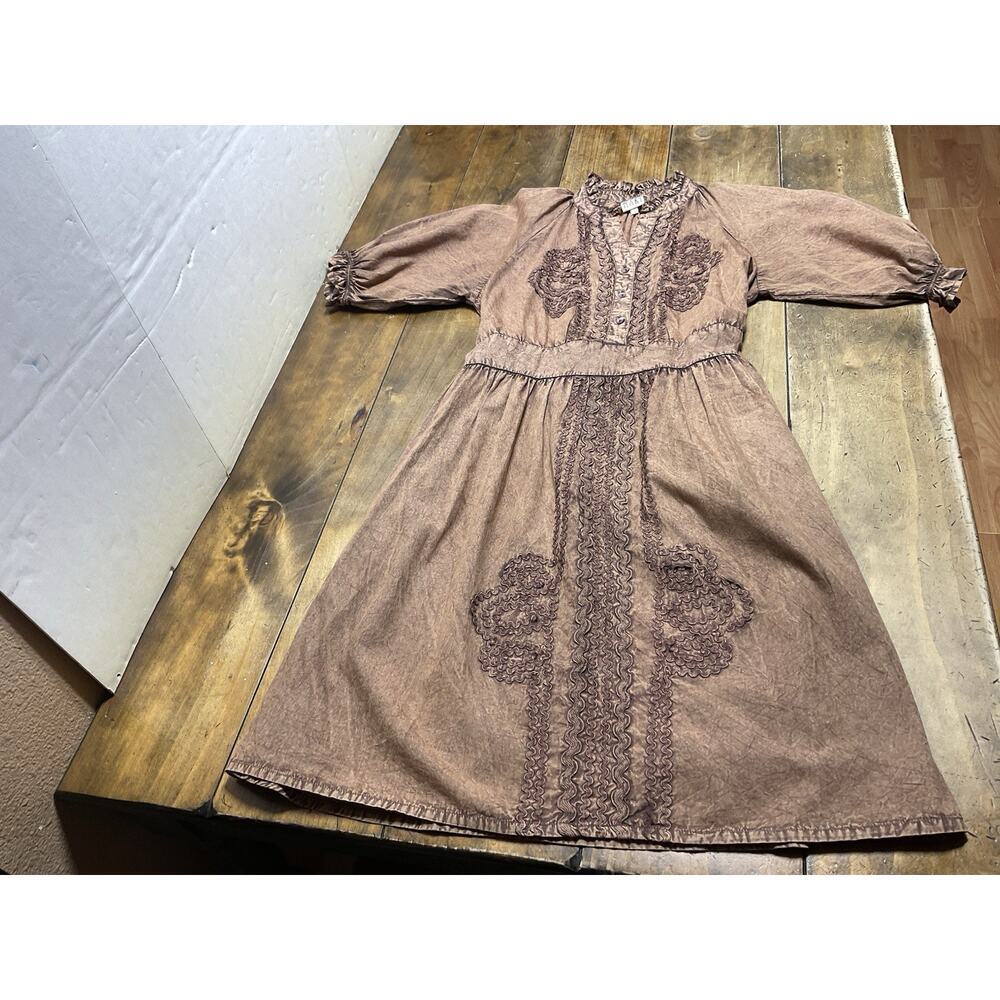 Sister Mary Ramona Embroidered Brown Dress Size Small